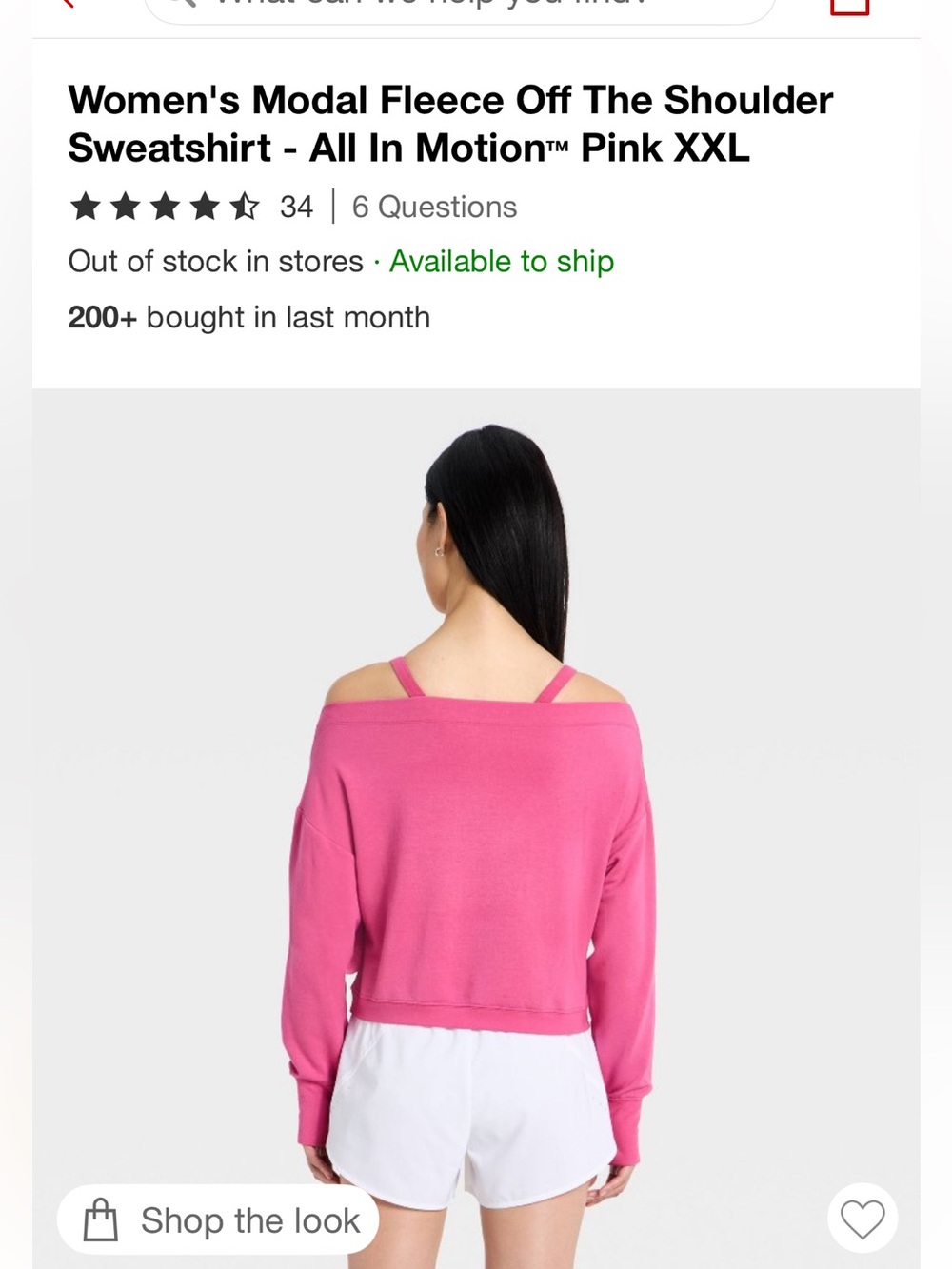 all in motion Pink Off-Shoulder Modal Cotton Sweatshirt - Picture 2 of 14